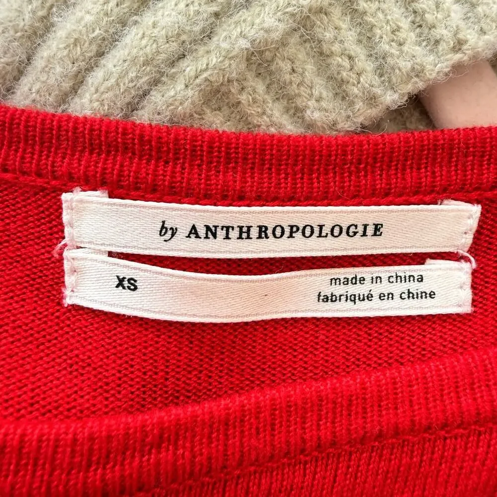 Anthropologie Jamie Red Cold Shoulder Ribbed Knit Sweater Women’s XS